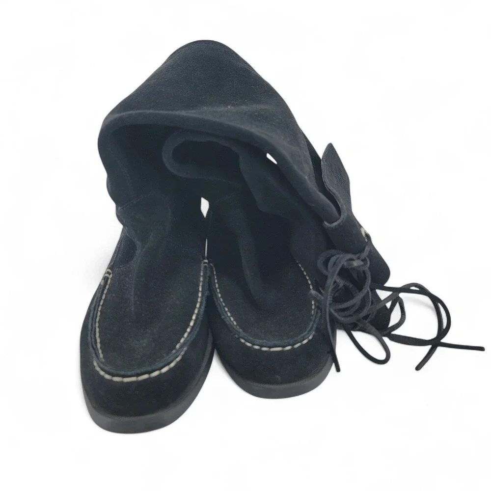 Sperry Suede Boots Tall Lace Up‎ Moc Toe Black Boots Women's